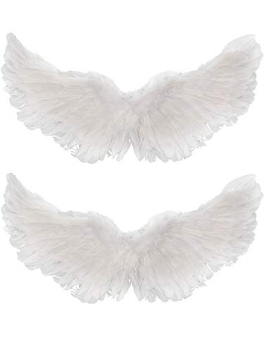 2 Pieces Angel Wings Feather Wings with Elastic Straps Halloween Costume Wings for Women Girls Cosplay