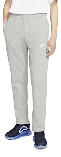 Nike Men's Sportswear Open Hem Club Pants, Charcoal Heather/White, Medium