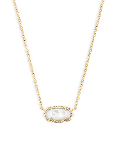 Kendra Scott Elisa Pendant Necklace - Ivory Pearl - Versatile Necklace - 0.63' Length X 0.38' Width Stationary Pendant, Ivory Mother of Pearl Setting, 15' Chain with 2' Extender, Lobster Claw Closure