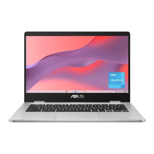 ASUS C424MA-AS48F Chromebook C424, 14.0' 180 Degree FHD NanoEdge Display, Intel Dual Core Celeron Processor, 4GB LPDDR4 RAM, 128GB Storage, Silver Color, C424MA-AS48F