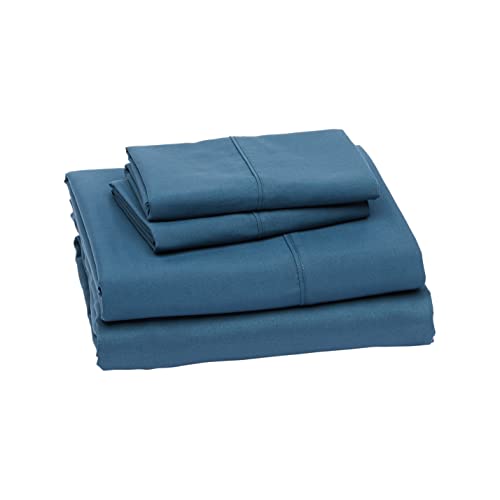 Amazon Basics Lightweight Super Soft Easy Care Microfiber 4-Piece Bed Sheet Set with 14-Inch Deep Pockets, King, Dark Teal, Solid