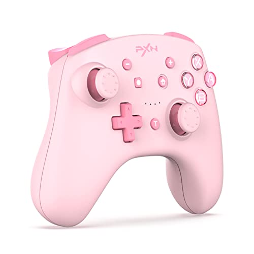 PXN 9607X Wireless Switch Pro Controller, Dual Shock Gamepad Joystick Support NFC, Turbo, Wake-up, Gyro Axis, Vibration for Switch/Lite/OLED & PC & iOS (Pink)
