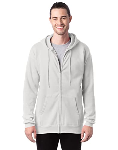 Hanes Men's Full Zip Ultimate Heavyweight Hoodie, White, Large
