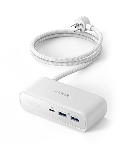 Anker 521 Power Strip - Charging Station with 3 Outlets, 30W USB C Charger for iPhone 14/13, 5 ft Extension Cord, Power Delivery for High-Speed Charging, for Home, Office, Dorm Room, Travel