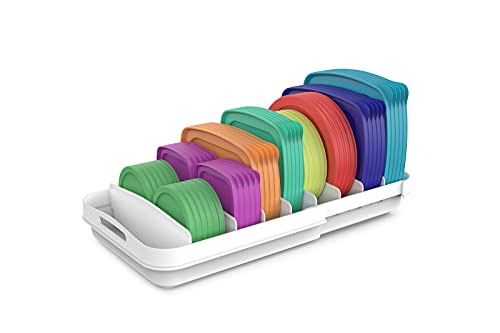EVERIE Extendable Food Container Lid Organizer for 12'' Deep Cabinets, Adjustable Length 13.4' - 20.5', GS01-SS