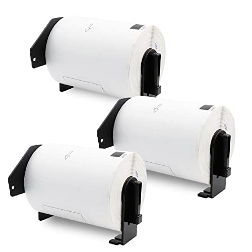Aomya 3 Pack DK-1247 Compatible Die-Cut Wide Format Shipping Mailing Postage Address Labels Paper Roll 4.07' x 6.4' (103mm×164mm) White Labels with 3 Reusable Cartridges use for QL-1100 QL-1110NWB (3)