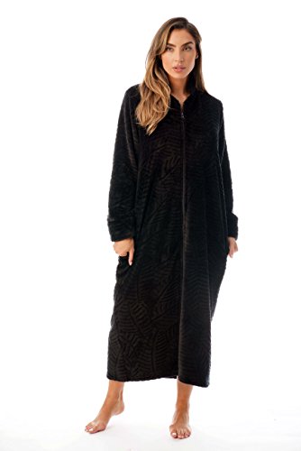 Just Love Plush Zipper Lounger Robe 6729-BLK-3X Black