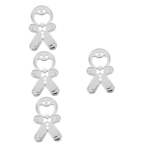 NOLITOY 4pcs Gingerbread Man Bottle Opener Stainless Steel Wine Cap Household