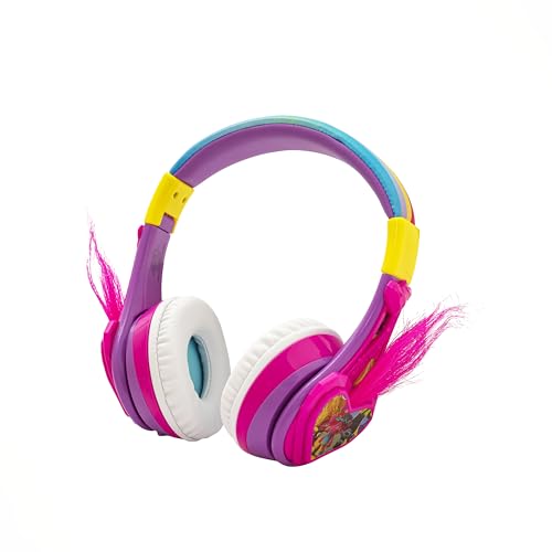 eKids Trolls Band Together Bluetooth Headphones for Kids, Wireless Headphones with Microphone Includes Aux Cord, Volume Reduced Kids Foldable Headphones for School, Home, or Travel