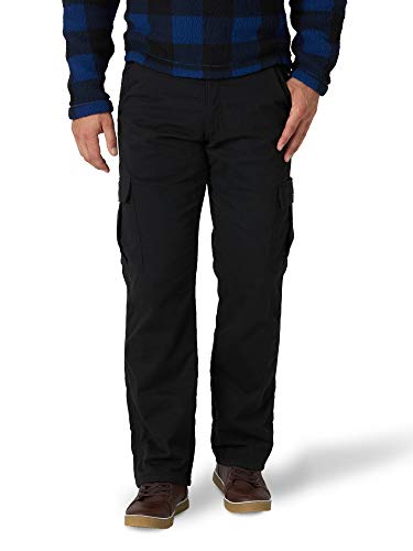 Wrangler Authentics mens Fleece Lined Cargo Casual Pants, Black Twill, 34W x 30L US