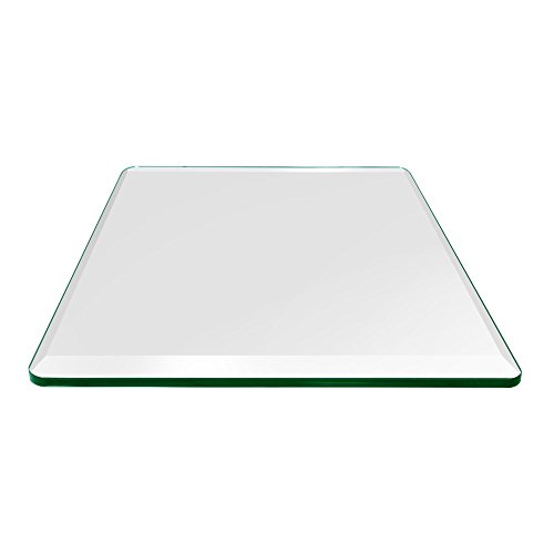 Dulles Glass 24' Square Glass Table Top - Tempered - 1/2' Thick - Bevel Polished Glass - Radius Corners