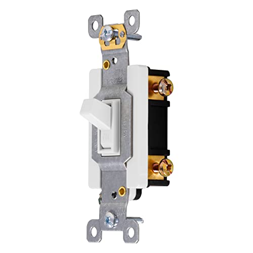 GE Heavy-Duty, Single Pole, In-Wall, Light, Fan, One Switch Circuits, Self-grounding Clip, Easy to Install, 20A/120V AC, UL Listed, White, 42160