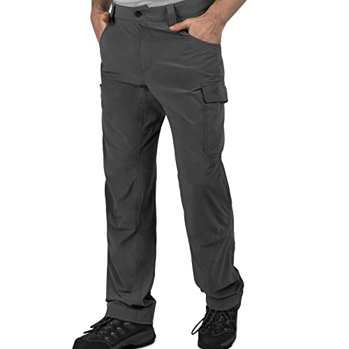 KastKing Wind Crest Fishing Hiking Pants, Water Repellent Lightweight Mens Travel Climbing Pants, UPF 50+ Stretch Material Stone Grey
