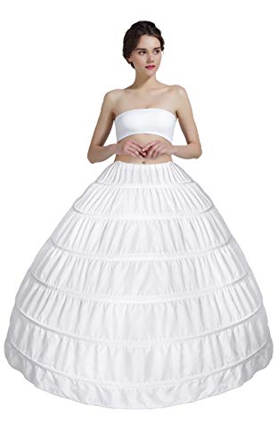 MISSYDRESS Full A-line 6 Hoop Floor-length Bridal Dress Gown Slip Petticoat,White,Free Size