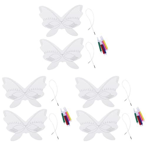 BESTOYARD 45 pcs dress up masks Birthday party Masks making kit for kids Paper Butterfly Mask Toy Art Materials DIY white carnival kids' party supplies craft mask men and women crafts blank