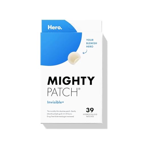 Hero Cosmetics Mighty Patch Invisible+ Patch - Daytime Hydrocolloid Acne Pimple Patches for Covering Zits and Blemishes, Ultra Thin Spot Stickers for Face and Skin (24 Medium and 15 Small Patches)