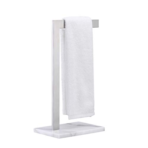 KES Hand Towel Rack with Marble Base Total Height 16.3-Inch L-Shape Hand Towel Holder Stand for Bathroom Vanity Countertop SUS 304 Stainless Steel Brushed Finish, BTH220A-2