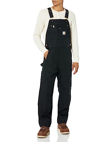 Carhartt mens Loose Fit Firm Duck Insulated Bib Overall Work Utility Outerwear, Black, Large US