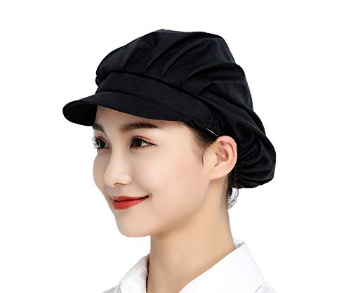 Jaspfct 4pcs Chef Hats Hairnets Kitchen Cooking Dishwashing Work Caps in Black HT005B4