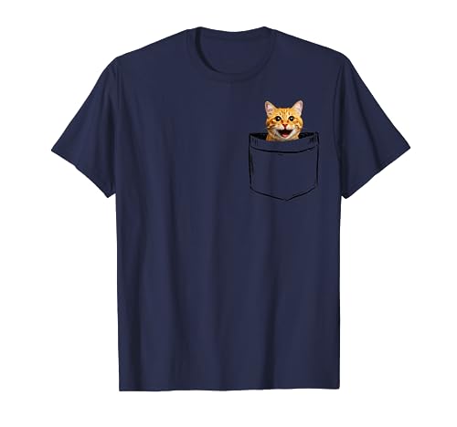 Pocket Cat Face, Love-r Dad Mom, Boy Girl Funny T-Shirt