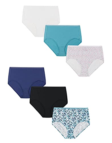 JUST MY SIZE womens Cool Comfort Cotton High 6-pack Briefs, Assorted, 12 US