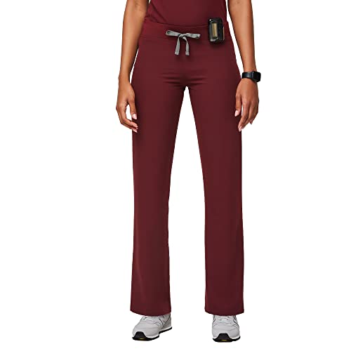 FIGS Livingston Basic Scrub Pants for Women – Burgundy, S-Petite