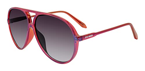 Steve Madden Women's Female Sunglasses Style Decker Pilot, Crystal Purple/Smoke Gradient, 62mm, 13mm