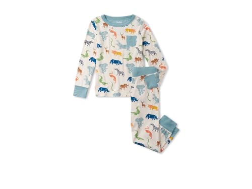 Hatley Boys Scratchy Safari Bamboo Pajama Set (Toddler/Little Big Kid), Sea Salt, 5