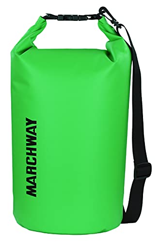 MARCHWAY Floating Waterproof Dry Bag Backpack 5L/10L/20L/30L/40L, Roll Top Sack Keeps Gear Dry for Kayaking, Rafting, Boating, Swimming, Camping, Hiking, Beach, Fishing (Green, 20L)