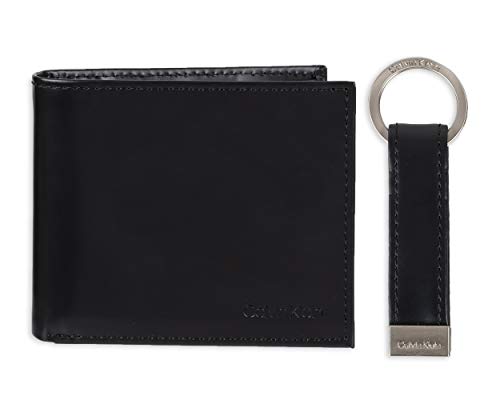Calvin Klein Men's Wallet Sets-Minimalist Bifold and Card Cases, Black Coin Pocket, One Size