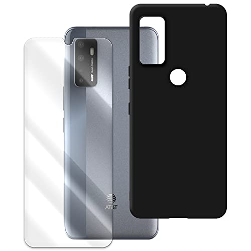 AceSoft High Definition Ultra-Thin Shockproof 9H Hardness Tempered Glass Screen Protector Film Full Coverage Resistant Anti-Dirt Soft TPU Protective Case Compatible with AT&T Fusion 5G EA211005