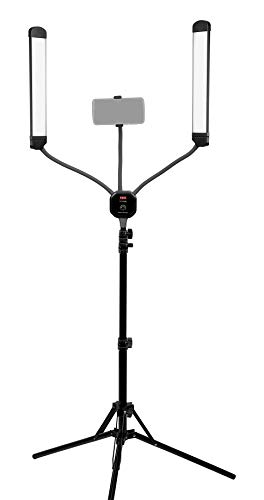 Fotodiox Selfie Starlite Stix Vlog Light Kit w/Tripod - 2X 11in Bi-Color Dimmable LED Wand Lights for Portrait, Photography, Makeup, YouTube, Live Streaming Video and More