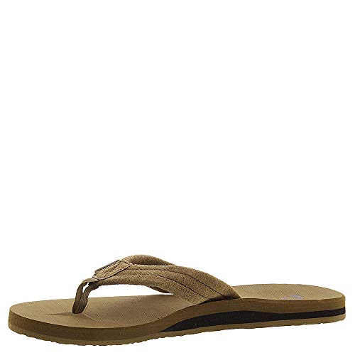Quiksilver Men's Carver Suede 3 Point Flip Flop Athletic Sandal, Tan/Solid, 11 M US