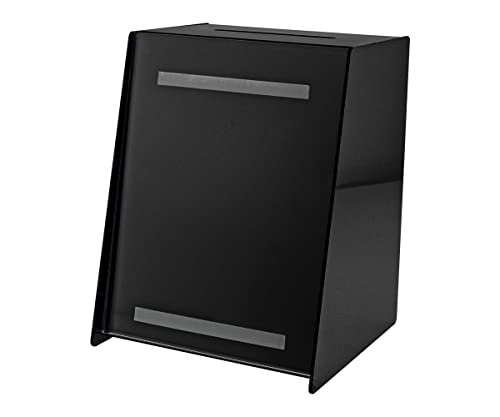 Locking Ballot Box 8.75' Countertop Raffle Thoughts or Suggestion Forms Collection Bin Black Acrylic by Marketing Holders