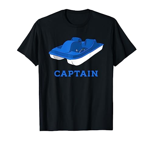 Blue and White Pedal Boat Captain Graphic T-Shirt