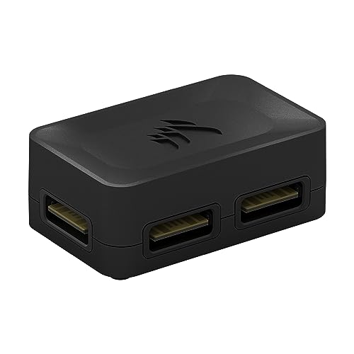 CORSAIR iCUE Link 4-Way Signal Splitter - for Custom Cooling Setups - Magnetic Attachment - Requires iCUE Link System Hub (Sold Separately) - Black