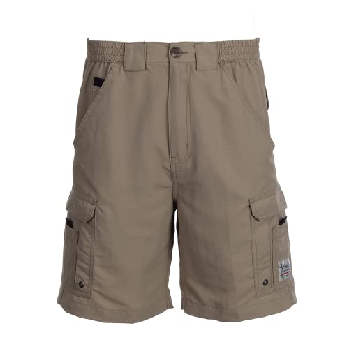 Bimini Bay OUTFITTERS LTD Boca Grande II Men's Fishing Short Featuring BloodGuard (36, Khaki) Fishing Shorts Boating Shorts