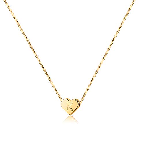 Teen Girl Gifts - Gold K Necklace for Girls 14K Gold Filled Heart Initial Necklaces for Women Initial Necklace for Girls Gifts Letter Initial Necklace for Women Girls Teen Girl Gifts Trendy Stuff