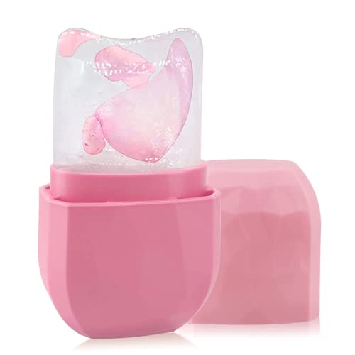 Ice Roller for Face and Eye ,Upgrated Ice Face Roller,Facial Beauty Ice Roller Skin Care Tools, Ice Facial Cube, Gua Sha Face Massage, Silicone Ice Mold for Face Beauty (Red)