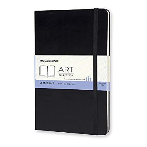Moleskine Art Sketchbook, Hard Cover, Large (5' x 8.25') Plain/Blank, Black, 104 Pages