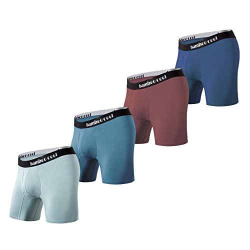 BAMBOO COOL Men’s Underwear Boxer Briefs Soft Comfortable Bamboo Viscose Underwear Trunks (4 Pack)