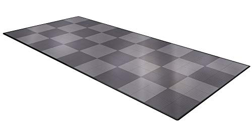 Big Floors GarageTrac Modular ONE CAR Floor Pad (8'x18'), 196 Piece, Alloy/Graphite Checkerboard