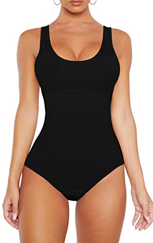 VVX Bodysuit for Women - Tummy Control Seamless Tops Compression Butt Lifting Shapewear Bodysuits - Black M/L
