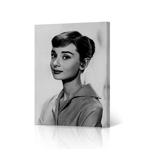 HB Art Design Audrey Hepburn Wall Art Pretty Glance Black and White Iconic Decoration Made in The USA 40x30