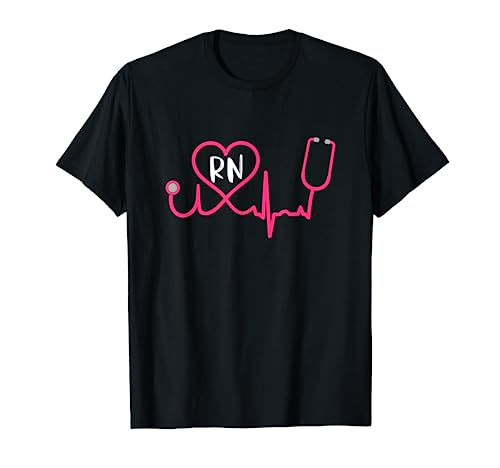 Registered Nurse RN EKG Stethoscope Heart Heartbeat T-Shirt