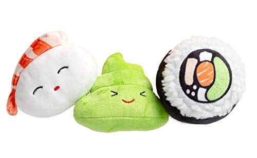 Pearhead Sushi Toys, Plush Squeaky Dog Toy Set, Pet Owner Must Have Dog Accessory, Pet Set, Holiday , Christmas Pet Stocking Stuffer, Set of 3