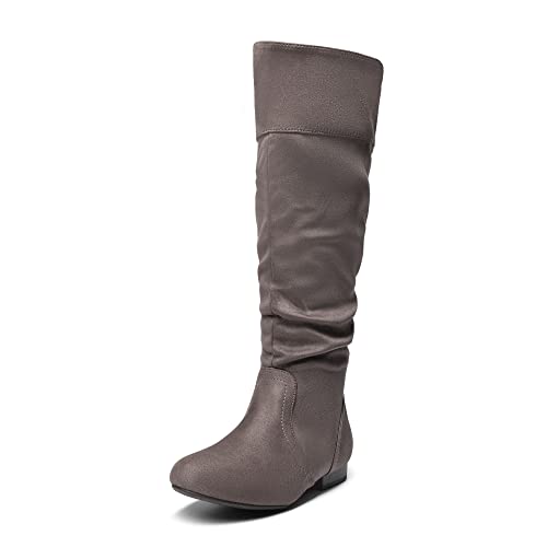 DREAM PAIRS Women's BLVD Taupe Knee High Pull On Fall Weather Boots Wide Calf Size 9 M US