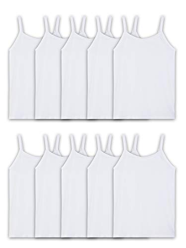 Fruit of the Loom Girls Undershirts Tanks, Cami-10 Pack-White, Large