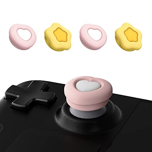 GeekShare Silicone Steam Deck Thumb Grip Caps, Cute Star and Heart Shaped Joystick Cover Thumbstick Caps Compatible with Steam Deck Only, 4PCS - Cream Heart