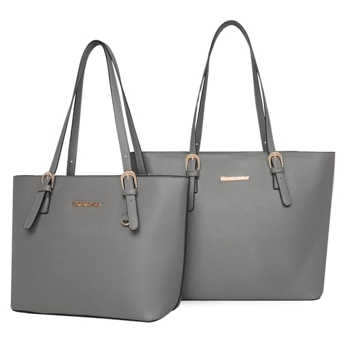 2 Pcs Tote Handbag Set Purse for Women Large Fashion Satchel Shoulder Bag MWC2-H030GY